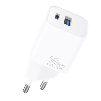 СЗУ Proove Silicone Power Plus 20W (Type-C+USB) White