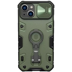 TPU+PC чохол Nillkin CamShield Armor Pro no logo (шторка на камеру) для Apple iPhone 14 / 13 (6.1"), Зеленый