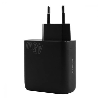СЗУ Proove Silicone Power 45W (Type-C+USB) Black