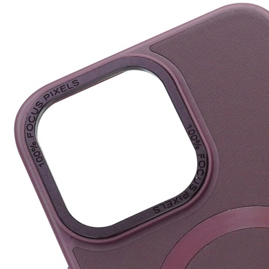 Кожаный чехол Bonbon Leather Metal Style with MagSafe для Apple iPhone 15 Plus (6.7") Бордовый / Plum
