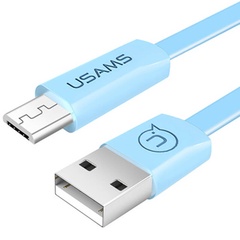 Дата кабель USAMS US-SJ201 USB to MicroUSB 2A (1.2m), Голубой