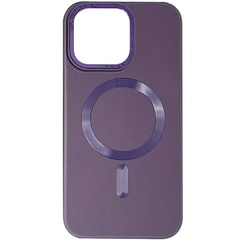 Кожаный чехол Bonbon Leather Metal Style with MagSafe для Apple iPhone 15 Pro (6.1") Фиолетовый / Dark Purple