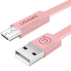 Дата кабель USAMS US-SJ201 USB to MicroUSB 2A (1.2m), Розовый