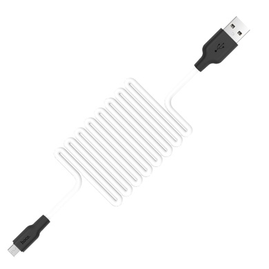 Дата кабель Hoco X21 Plus Silicone MicroUSB Cable (1m), Черный / Белый