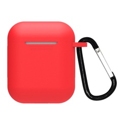 Силіконовий футляр для навушників Airpods 1/2 Hang + карабін, Красный / Crimson