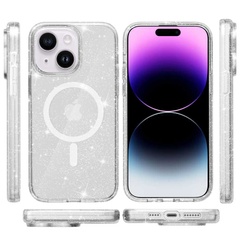 Чехол TPU Galaxy Sparkle (MagFit) для Apple iPhone 15 Plus (6.7") Clear+Glitter