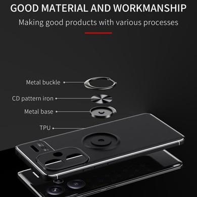TPU чехол Deen ColorRing под магнитный держатель (opp) для Xiaomi Redmi Note 13 Pro+ Черный / Черный