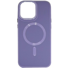 Кожаный чехол Bonbon Leather Metal Style with MagSafe для Apple iPhone 15 Pro Max (6.7") Серый / Lavender