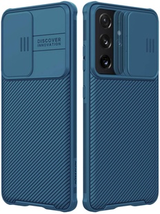 Карбоновая накладка Nillkin Camshield (шторка на камеру) для Samsung Galaxy S21 Ultra Синий / Blue