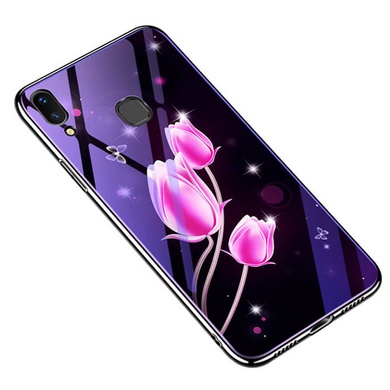 TPU + Glass чохол Fantasy з глянцевими торцями для Huawei Honor 10 Lite / P Smart (2019), Тюльпаны