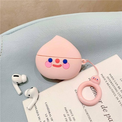 Силіконовий футляр Smile Fruits series для навушників AirPods 1/2 + кільце, Peach 2