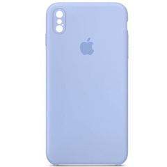 Чехол Silicone Case Square Full Camera Protective (AA) для Apple iPhone XS / X (5.8") Голубой / Lilac Blue