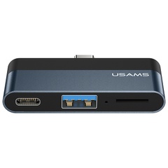 Переходник HUB Usams US-SJ491 Type-C Mini Hub (Type-C + USB + Micro SD) Темно-серый