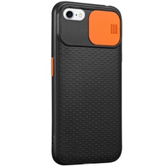 Чехол Camshield Black TPU со шторкой защищающей камеру для Apple iPhone 7 / 8 (4.7), Черный / Оранжевый