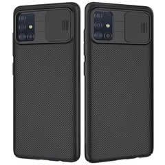 Карбоновая накладка Nillkin Camshield (шторка на камеру) для Samsung Galaxy A51 Черный / Black