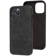 Кожаный чехол Croco Leather для Apple iPhone 12 Pro Max (6.7") Black