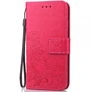 Кожаный чехол (книжка) Four-leaf Clover с визитницей для Vivo V17 Neo, Розовый
