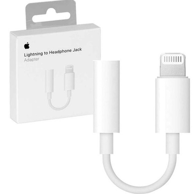 Адаптер для Apple Lightning to 3.5mm Headphone Jack (ААА) (box, no logo), Белый