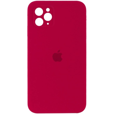 Чехол Silicone Case Square Full Camera Protective (AA) для Apple iPhone 11 Pro Max (6.5") Красный / Rose Red