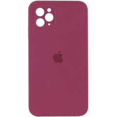 Чехол Silicone Case Square Full Camera Protective (AA) для Apple iPhone 11 Pro Max (6.5") Бордовый / Plum