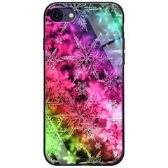 TPU+Glass чехол ForFun для Apple iPhone 7 / 8 (4.7"), Разноцветные Снежинки / Розовый