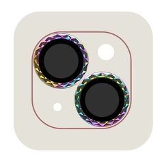 Захисне скло Metal Shine на камеру (в упак.) для Apple iPhone 13 mini / 13, Сиреневый / Rainbow