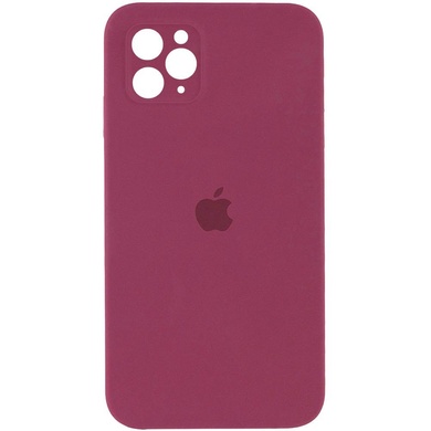 Чехол Silicone Case Square Full Camera Protective (AA) для Apple iPhone 11 Pro Max (6.5") Бордовый / Plum