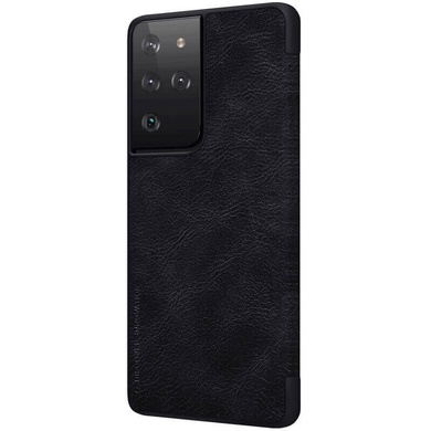 Кожаный чехол (книжка) Nillkin Qin Series для Samsung Galaxy S21 Ultra Черный