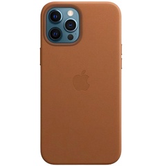 Шкіряний чохол Leather Case (AAA) with MagSafe and Animation для Apple iPhone 12 Pro Max (6.7"), Saddle Brown
