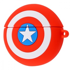 Силиконовый футляр Marvel & DC series для наушников AirPods 3 + кольцо Капитан Америка / Красный