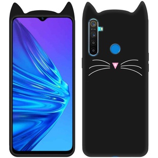 Силиконовая накладка 3D Cat для Realme 5, Черный