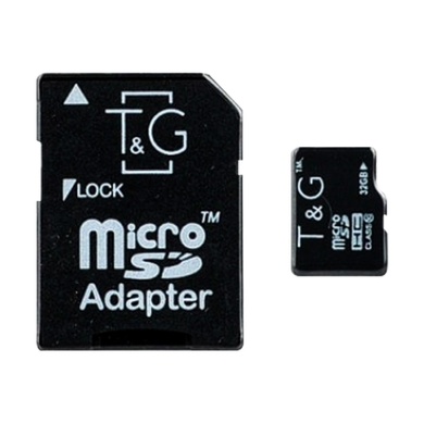 Карта пам'яті T&G microSDHC 32 GB class 10 (з адаптером), Чорний