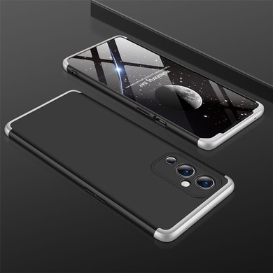 Пластикова накладка GKK LikGus 360 градусів (opp) для OnePlus 9, Черный / Серебряный