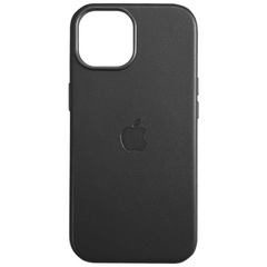 Кожаный чехол Leather Case (AAA) with MagSafe and Animation для Apple iPhone 15 (6.1") Black