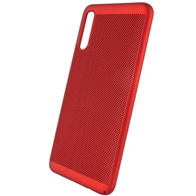 Ультратонкий дышащий чехол Grid case для Samsung Galaxy A70 (A705F), Красный