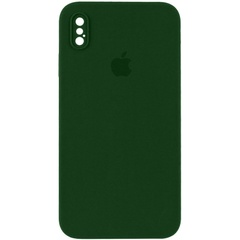 Чехол Silicone Case Square Full Camera Protective (AA) для Apple iPhone XS (5.8") Зеленый / Army green