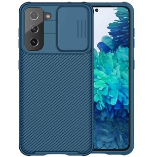 Карбоновая накладка Nillkin Camshield (шторка на камеру) для Samsung Galaxy S21 Синий / Blue