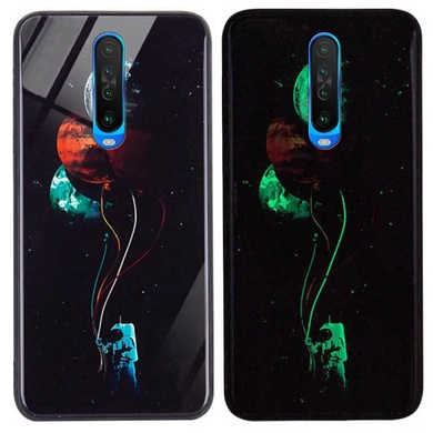 TPU+Glass чехол светящийся в темноте для Xiaomi Redmi K30 / Poco X2, Космос / Черный