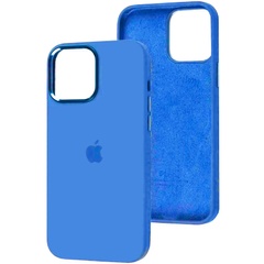 Чехол Silicone Case Metal Buttons (AA) для Apple iPhone 13 (6.1") Голубой / Blue