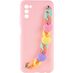 Чехол Chained Heart c подвесной цепочкой для Samsung Galaxy A15 4G/5G Pink Sand