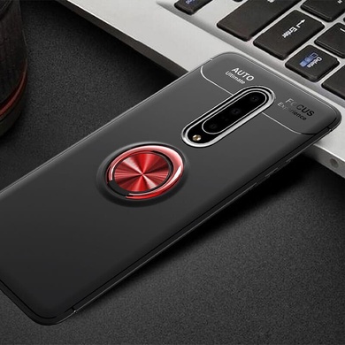 TPU чехол Deen ColorRing под магнитный держатель для OnePlus 8T, Черный / Красный