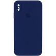 Чехол Silicone Case Square Full Camera Protective (AA) для Apple iPhone XS / X (5.8") Темно-синий / Midnight blue