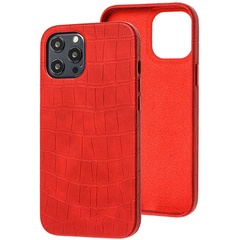 Шкіряний чохол Croco Leather для Apple iPhone 12 Pro / 12 (6.1"), red