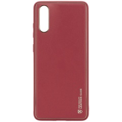 Кожаный чехол Xshield для Xiaomi Redmi 9A Бордовый / Plum Red