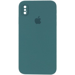 Чохол Silicone Case Square Full Camera Protective (AA) для Apple iPhone XS / X (5.8"), Зелений / Pine green