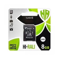 Карта памяти Hi-Rali microSDHC (UHS-1) 8 GB Card Class 10 + SD adapter Черный