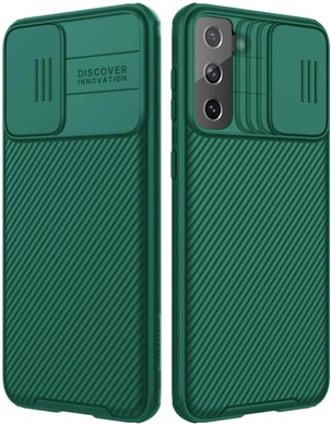 Карбоновая накладка Nillkin Camshield (шторка на камеру) для Samsung Galaxy S21+ Зеленый / Dark Green