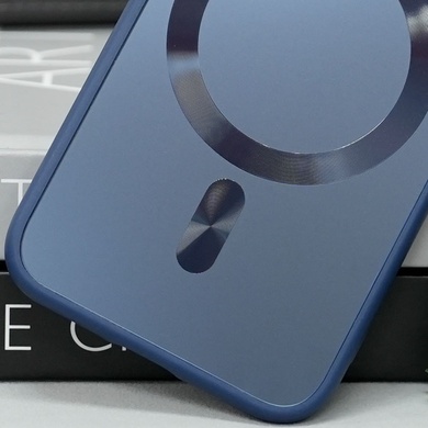 Чехол TPU+Glass Sapphire Midnight with MagSafe для Apple iPhone 12 (6.1") Синий / Deep navy