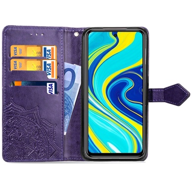 Кожаный чехол (книжка) Art Case с визитницей для Xiaomi Redmi Note 9s / Note 9 Pro / Note 9 Pro Max Фиолетовый