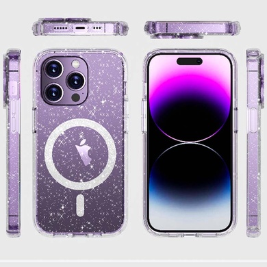 Чехол TPU Galaxy Sparkle (MagFit) для Apple iPhone 12 Pro / 12 (6.1") Clear+Glitter